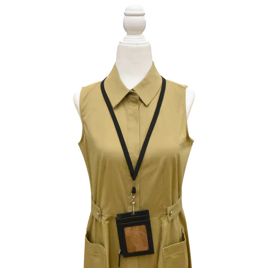 ili New York Leather Vertical Zip I.D. Holder with Lanyard- 7118