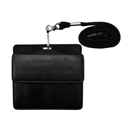 ili New York Leather RFID Horizontal Neck I.D. Holder/Wallet With Lanyard