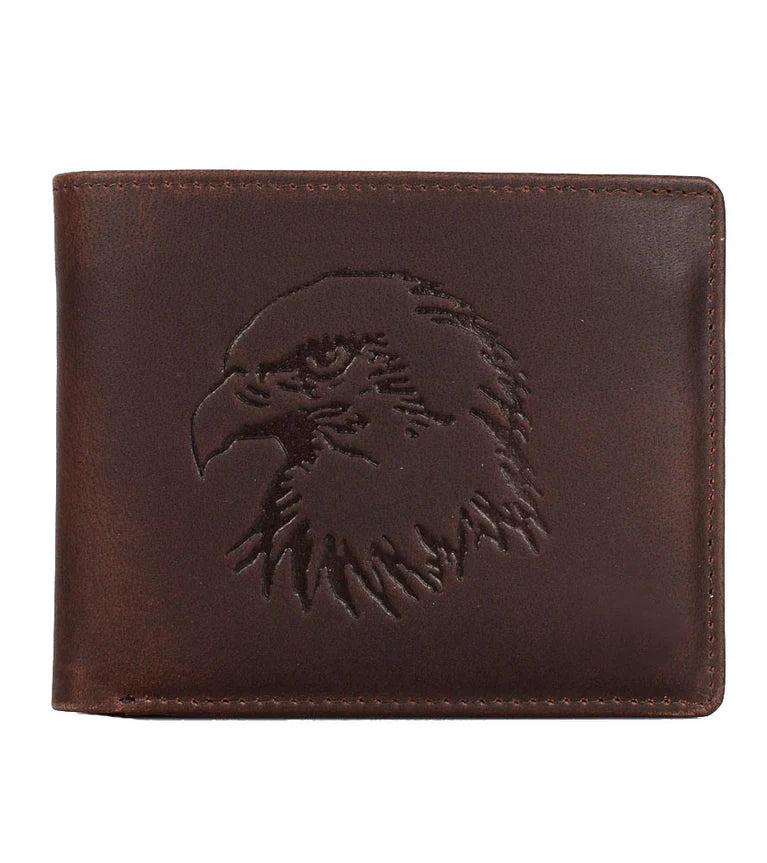 Karla Hanson AMERICA WILD RFID Leather Bifold Wallet Brown Eagle