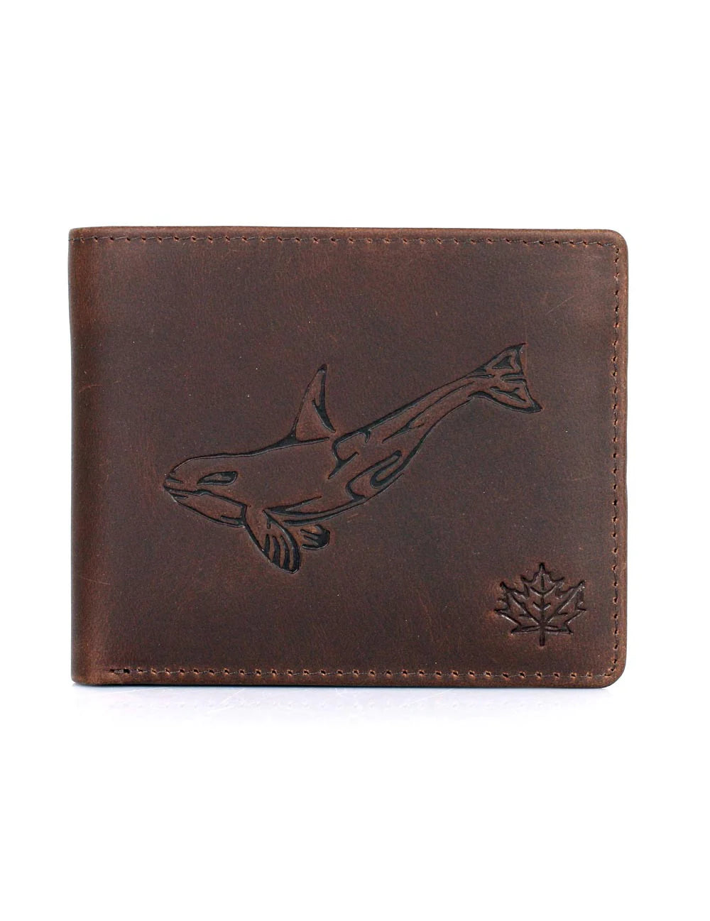 Karla Hanson AMERICA WILD RFID Leather Bifold Wallet Brown Whale