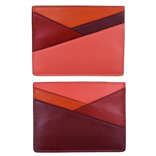 ili New York Leather RFID Asymmetic Card Case Wallet- 7173 Autumnal Multi