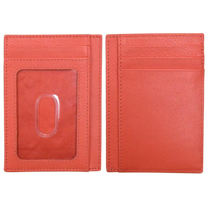 ili New York Leather RFID Pocket I.D. Wallet - 7176 Coral