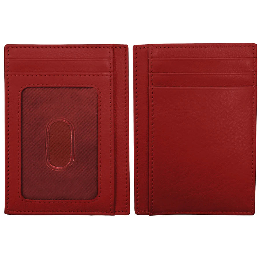 ili New York Leather RFID Pocket I.D. Wallet - 7176 Red