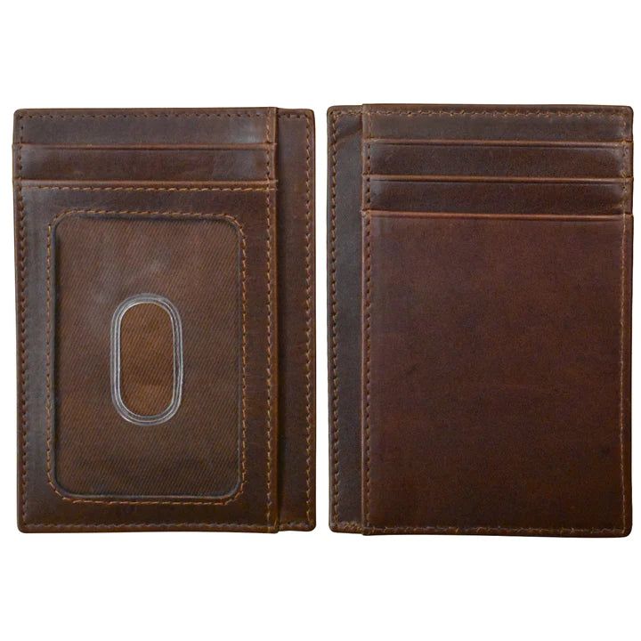 ili New York Leather RFID Pocket I.D. Wallet - 7176 Rustic Brown