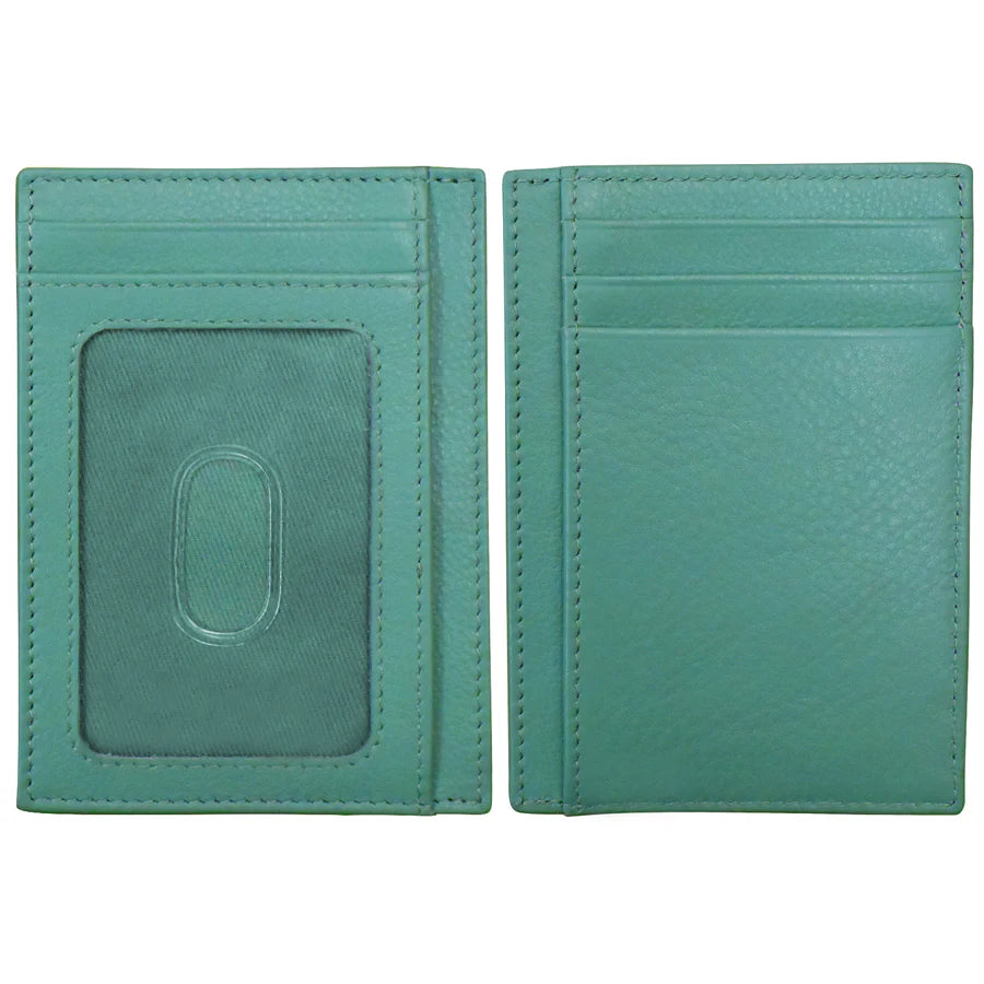 ili New York Leather RFID Pocket I.D. Wallet - 7176 Turquoise