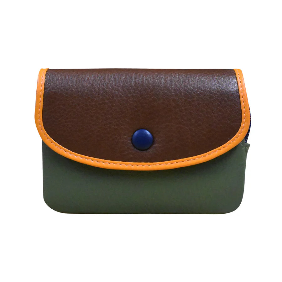ili New York Leather Small Card and Coin Purse Wallet Harvest Multi