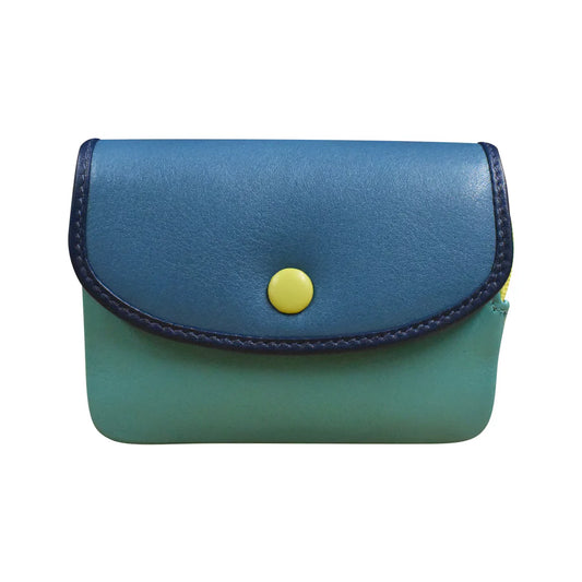 ili New York Leather Small Card and Coin Purse Wallet Serenity Multi