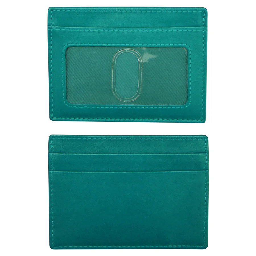 ili New York RFID Card Case Leather Wallet - 7201 Aqua