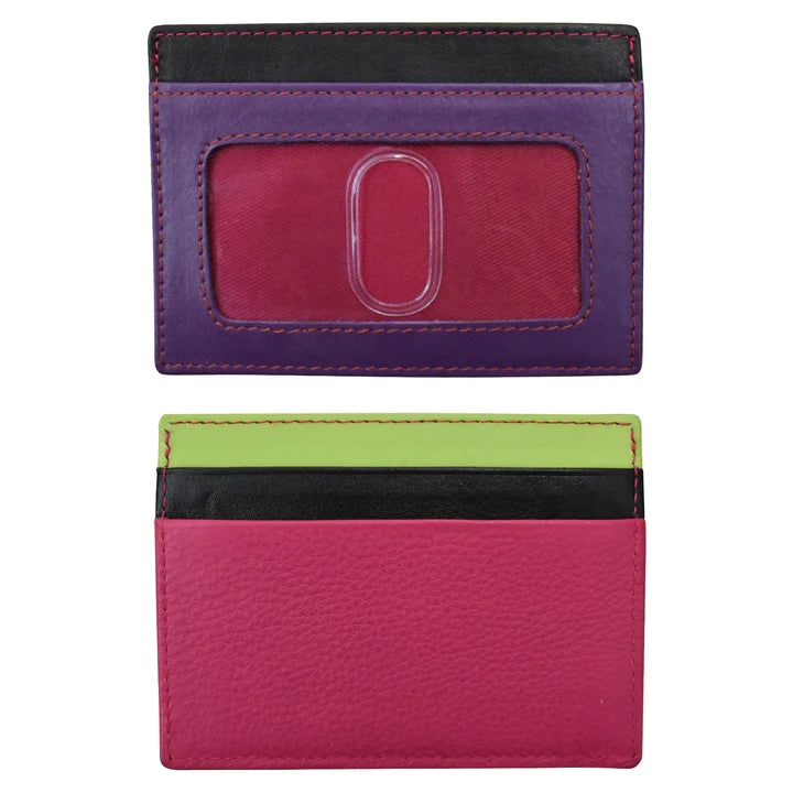 ili New York RFID Card Case Leather Wallet - 7201 Black Brights