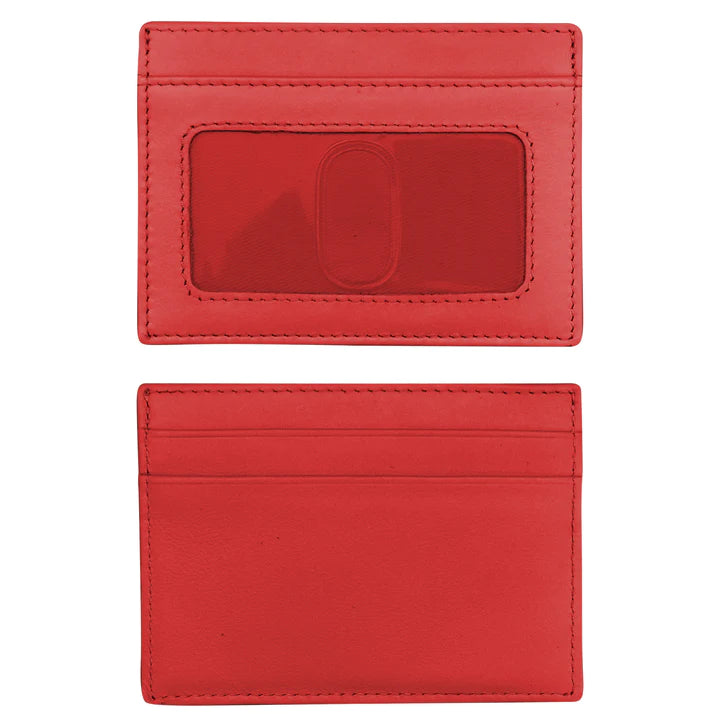 ili New York RFID Card Case Leather Wallet - 7201 Cherry Red