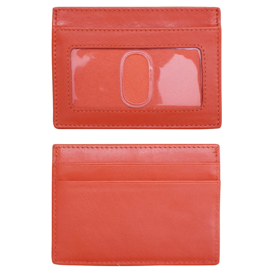 ili New York RFID Card Case Leather Wallet - 7201 Coral