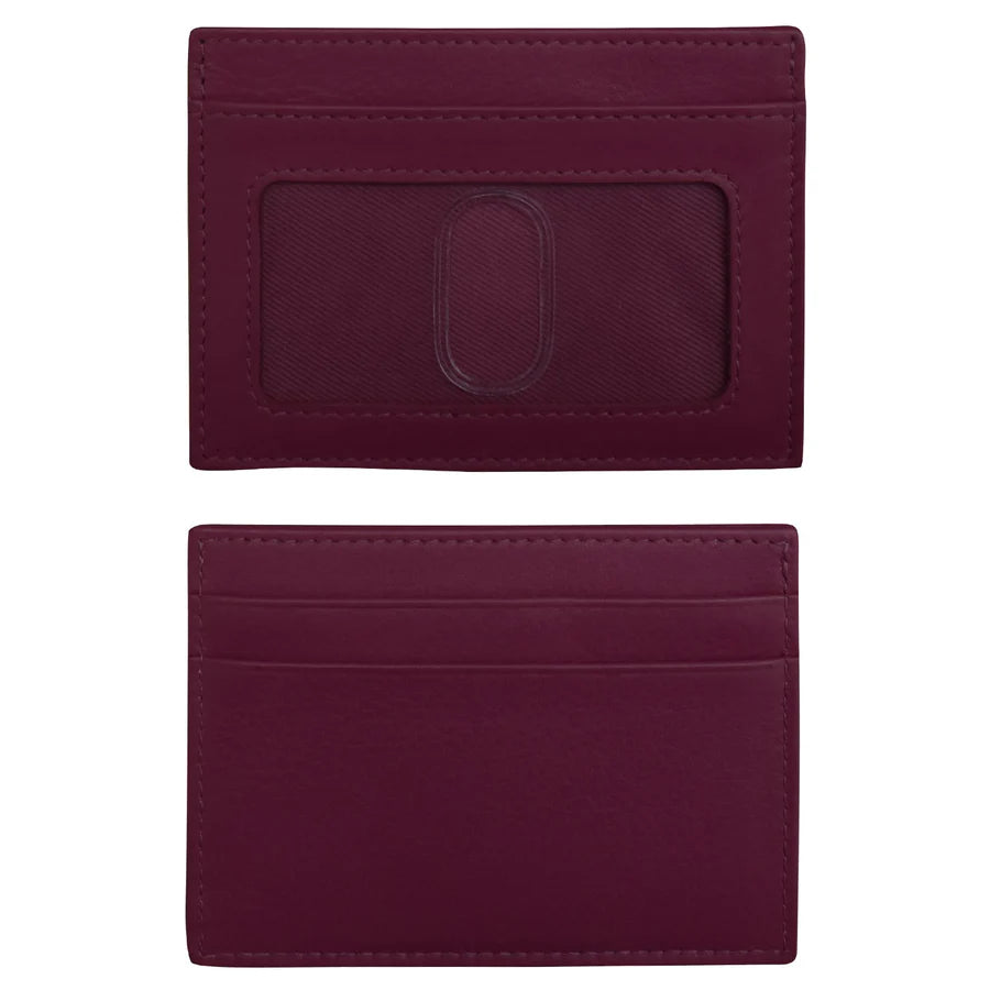 ili New York RFID Card Case Leather Wallet - 7201 Eggplant