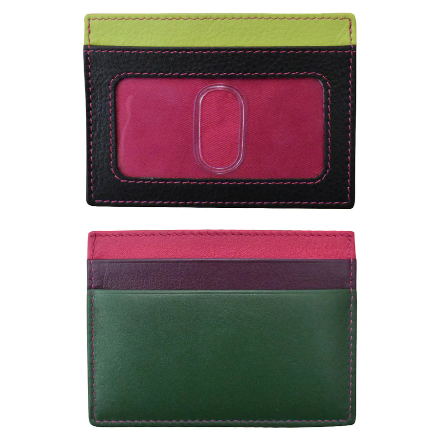 ili New York RFID Card Case Leather Wallet - 7201 Forest Multi