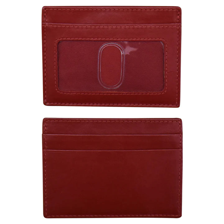 ili New York RFID Card Case Leather Wallet - 7201 Red