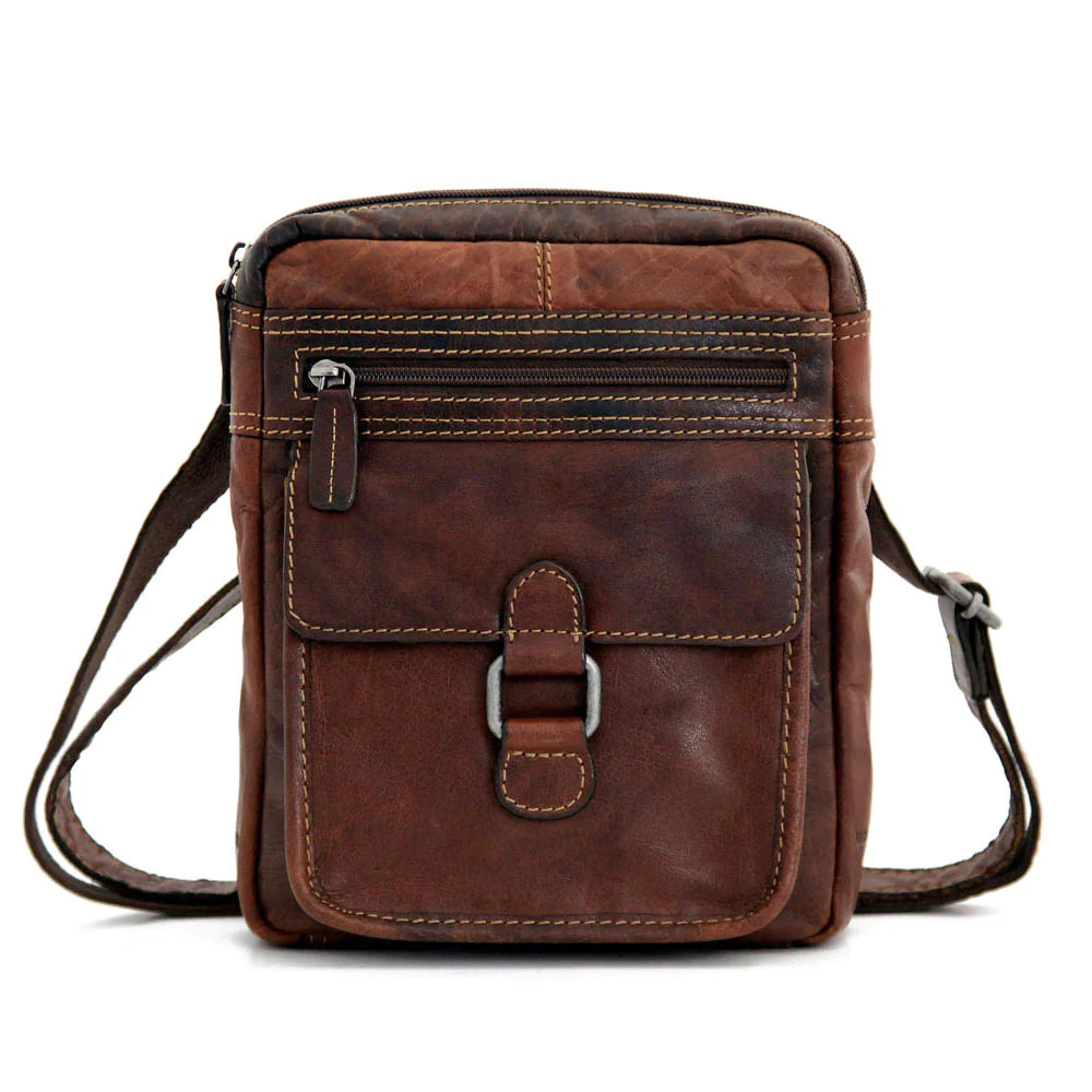 Jack Georges Leather Voyager Slim Crossbody - 7204 Brown
