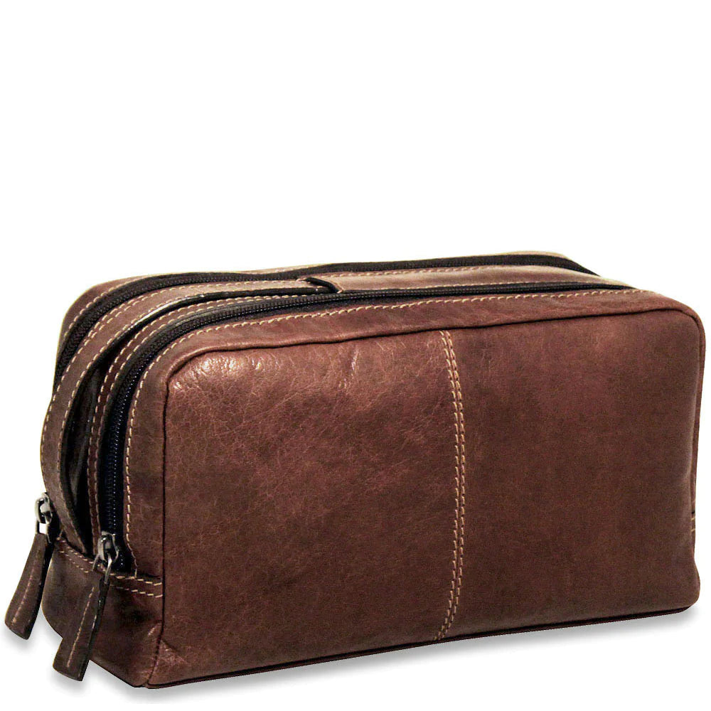 Jack Georges Leather Voyager Toiletry Bag-7220 Brown