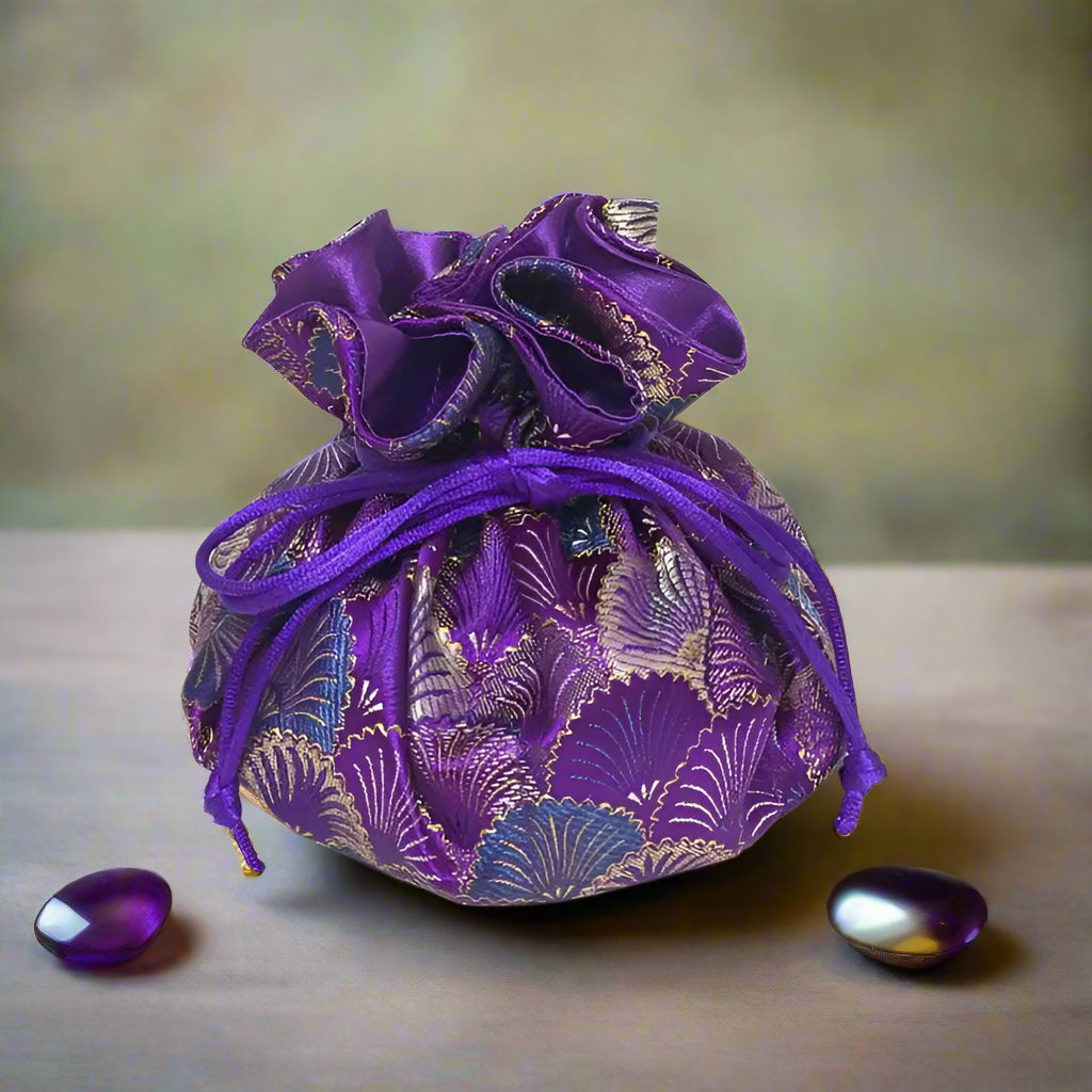 Cathayana Jewelry Pouch Seashells- Purple Blue