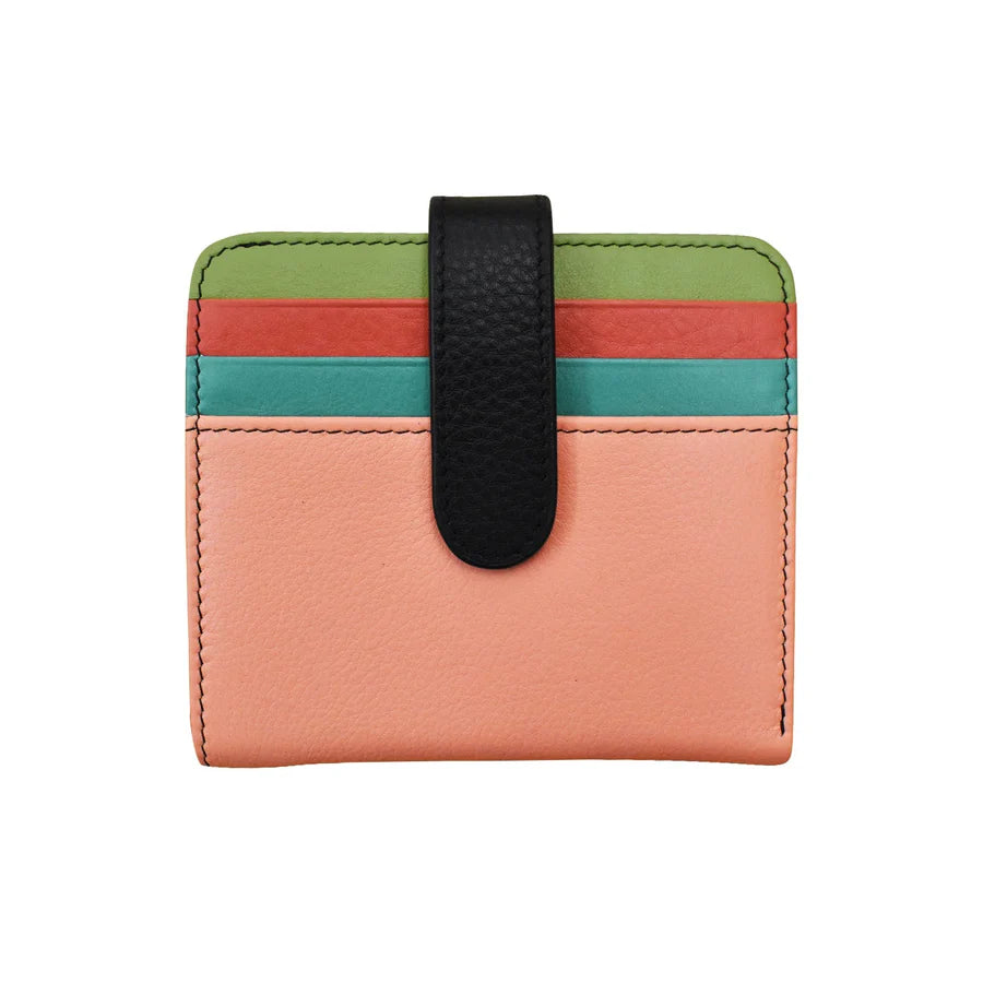 ili New York Bi-Fold RFID Credit Card Wallet- 7301 Peach Multi