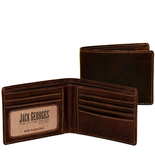 Jack Georges Leather Voyager Bifold Wallet- 7301 Brown