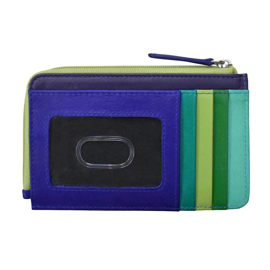 ili New York Leather Flat Card Case RFID Wallet Cool Tropics