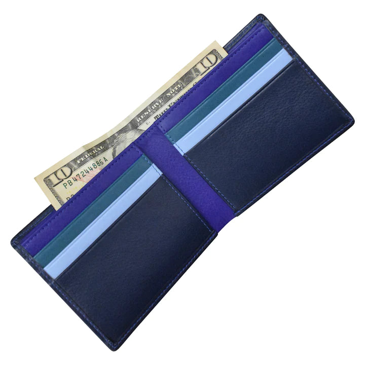 ili New York Leather RFID Multi Color Bifold Wallet - 7321 Denim Multi
