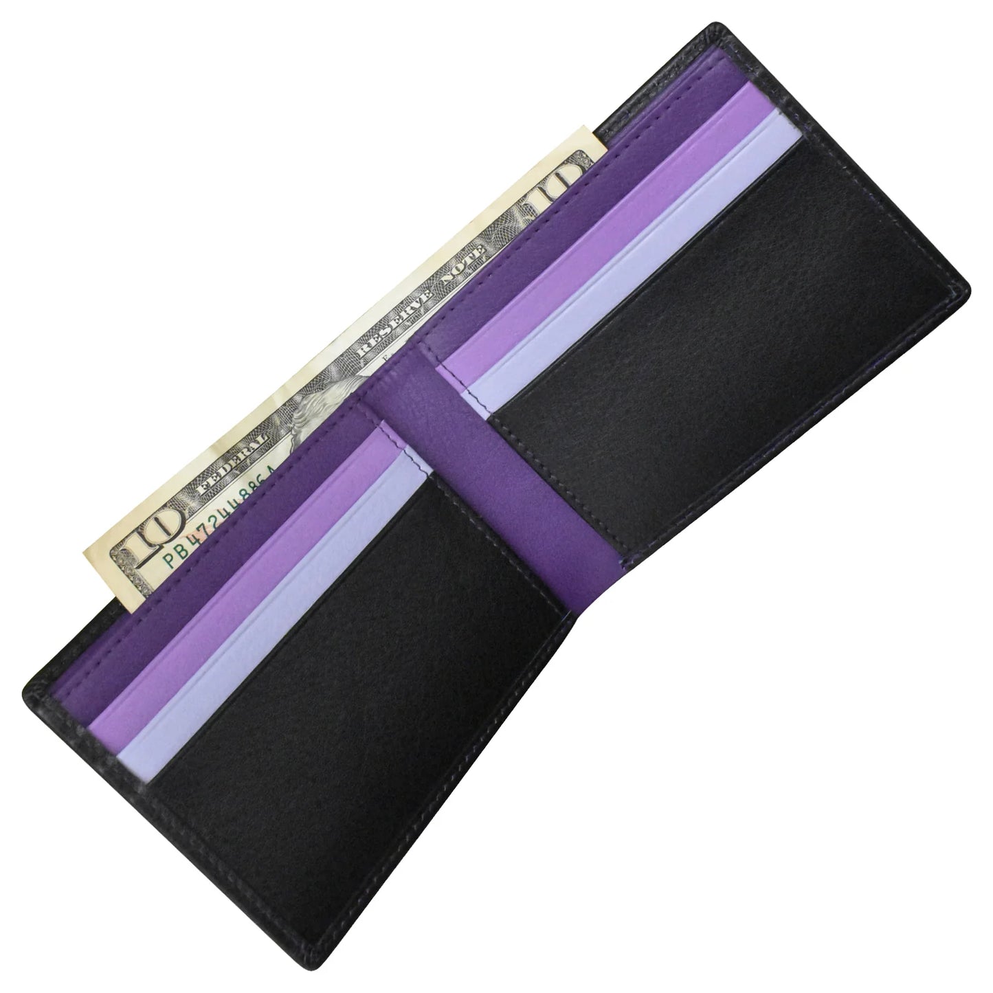 ili New York Leather RFID Multi Color Bifold Wallet - 7321 Purple Multi