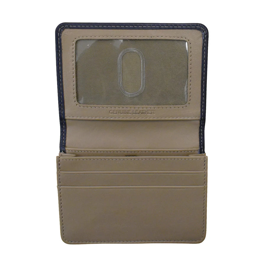 ili New York Flap Card Case Wallet- 7415 Classic Navy Taupe