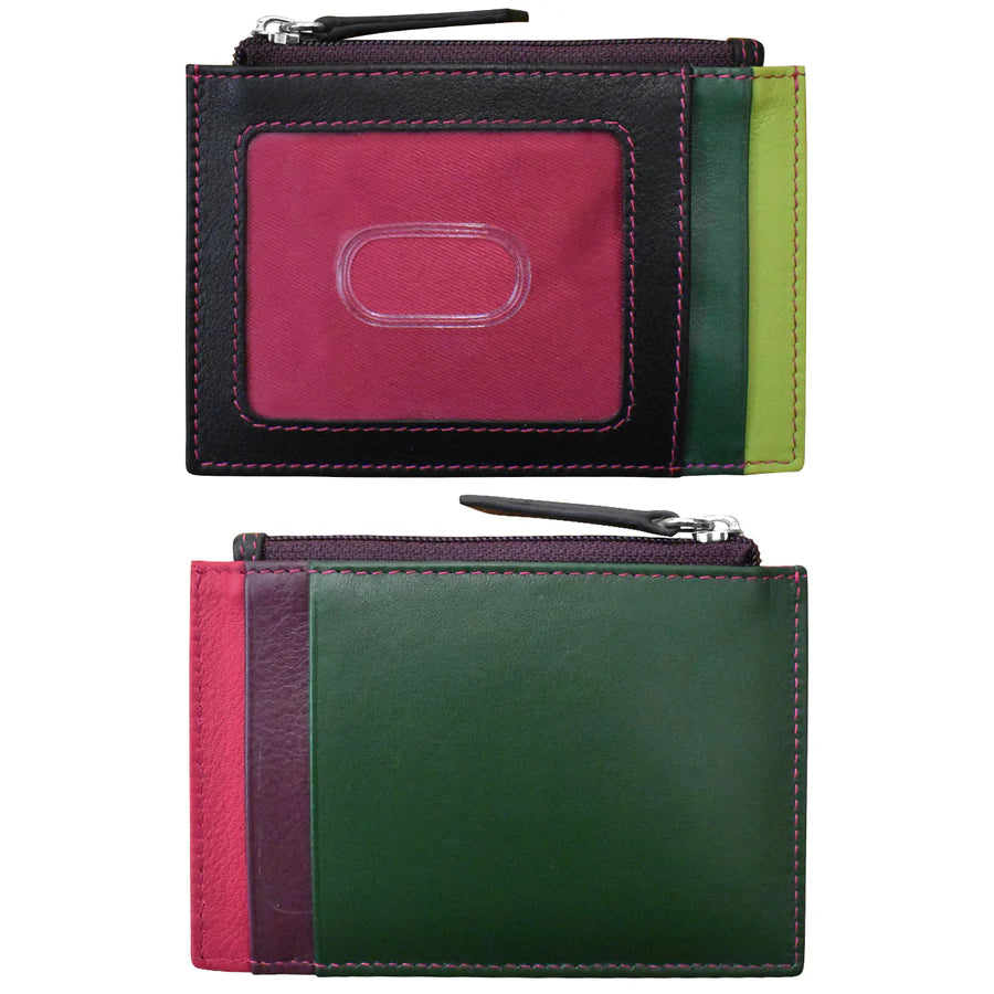 ili New York RFID Leather Zippered I.D. Wallet- 7416 Forest Multi