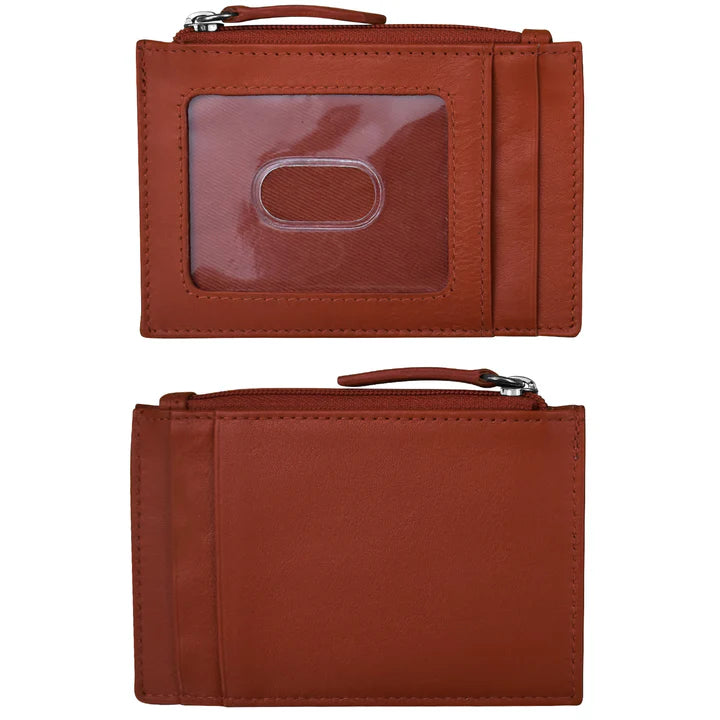 ili New York RFID Leather Zippered I.D. Wallet- 7416 Red