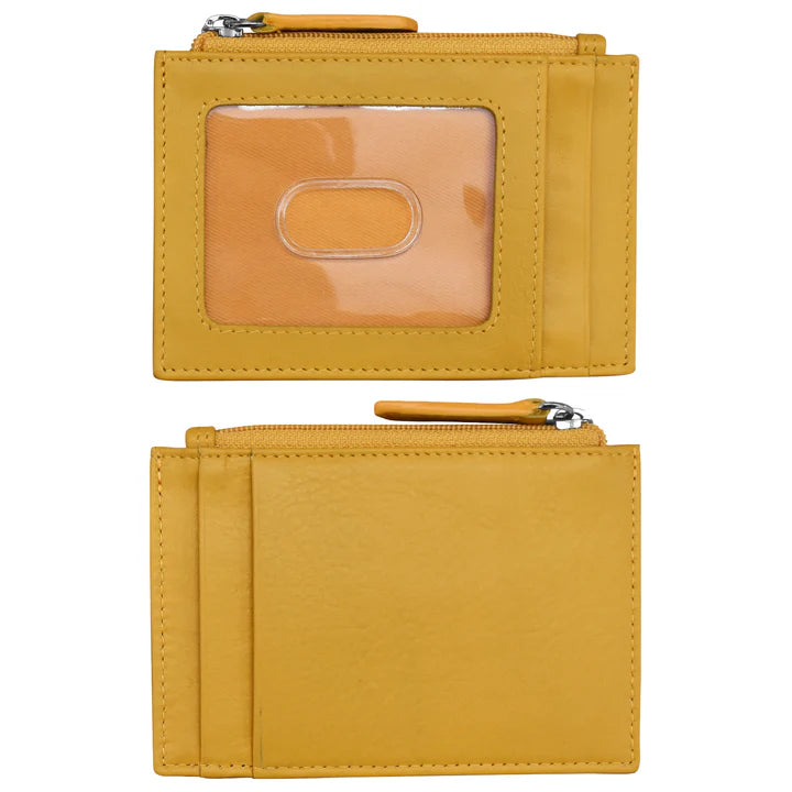 ili New York RFID Leather Zippered I.D. Wallet- 7416 Yellow