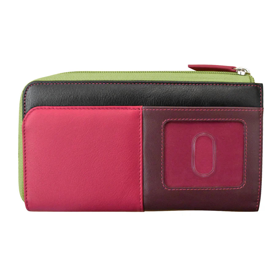 ili New York Leather RFID 3/4 Wallet with Gusset - 7418 Forest Multi
