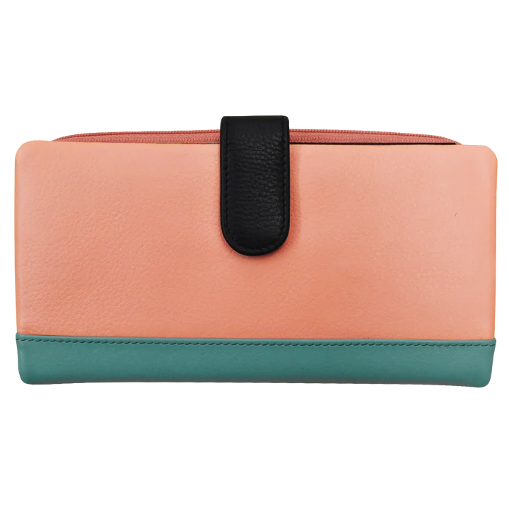 ili New York RFID Leather Smartphone Wallet- 7420 Peach Multi