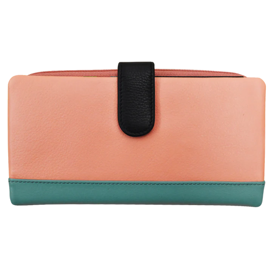 ili New York RFID Leather Smartphone Wallet- 7420 Peach Multi
