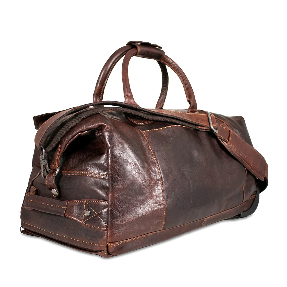 Jack Georges Leather Voyager 2-Wheeled Duffel Bag- 7520