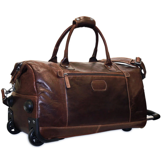 Jack Georges Leather Voyager 2-Wheeled Duffel Bag- 7520 Brown
