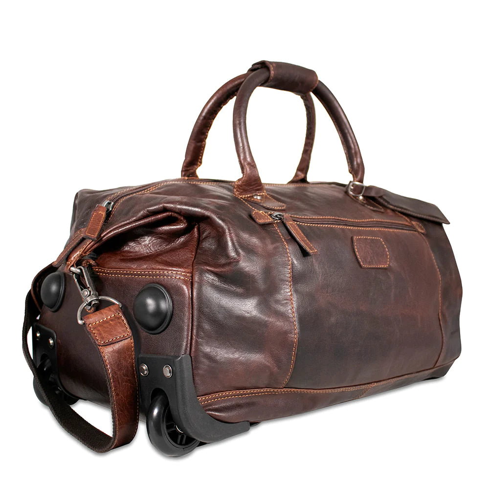 Jack Georges Leather Voyager 2-Wheeled Duffel Bag- 7520