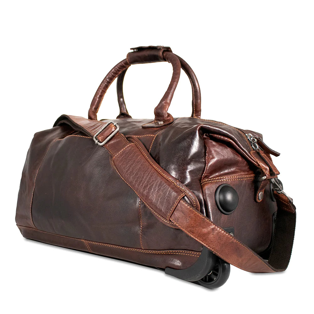 Jack Georges Leather Voyager 2-Wheeled Duffel Bag- 7520