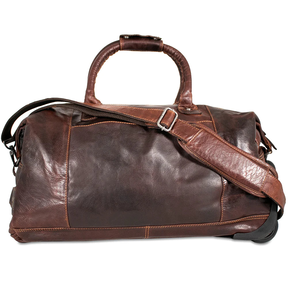 Jack Georges Leather Voyager 2-Wheeled Duffel Bag- 7520