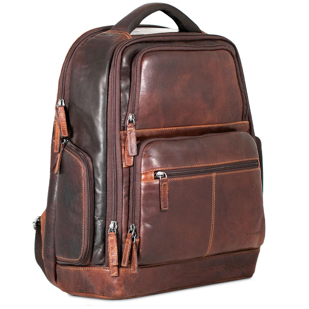 Jack Georges Leather Voyager Tech Backpack - 7527 Brown