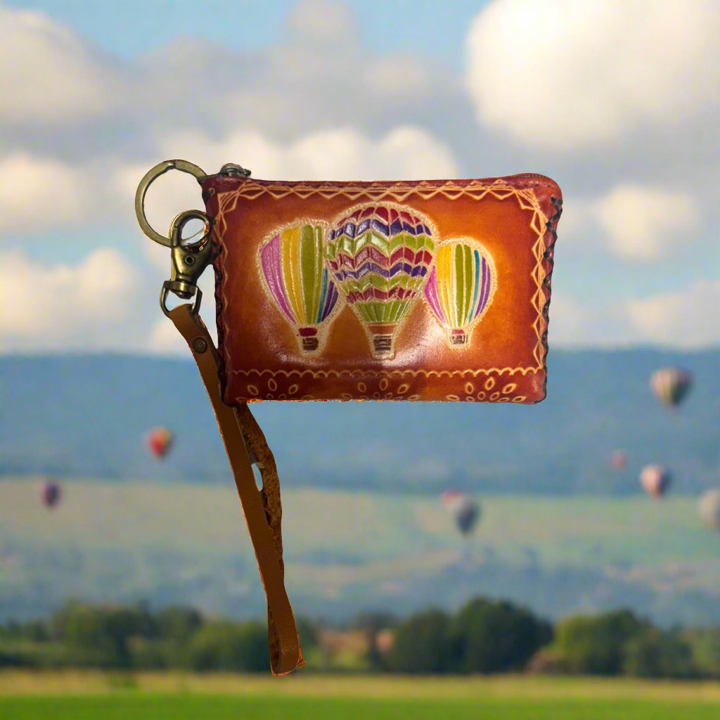 Leather Hot Air Balloon Coin Purse/Keychain Orange