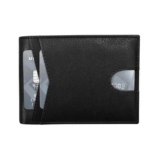 ili New York Premium Leather RFID Front Pocket Billfold Wallet Black