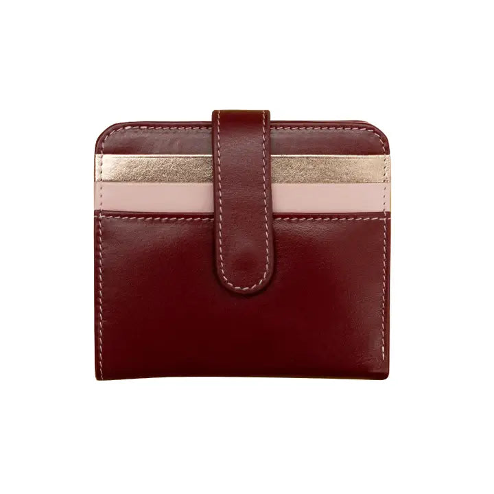 ili New York Bi-Fold RFID Credit Card Wallet- 7301 Wine Multi