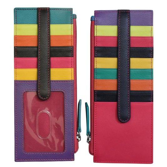 ili New York RFID Leather Double Sided Credit Card Holder Wallet- 7800 Black Brights