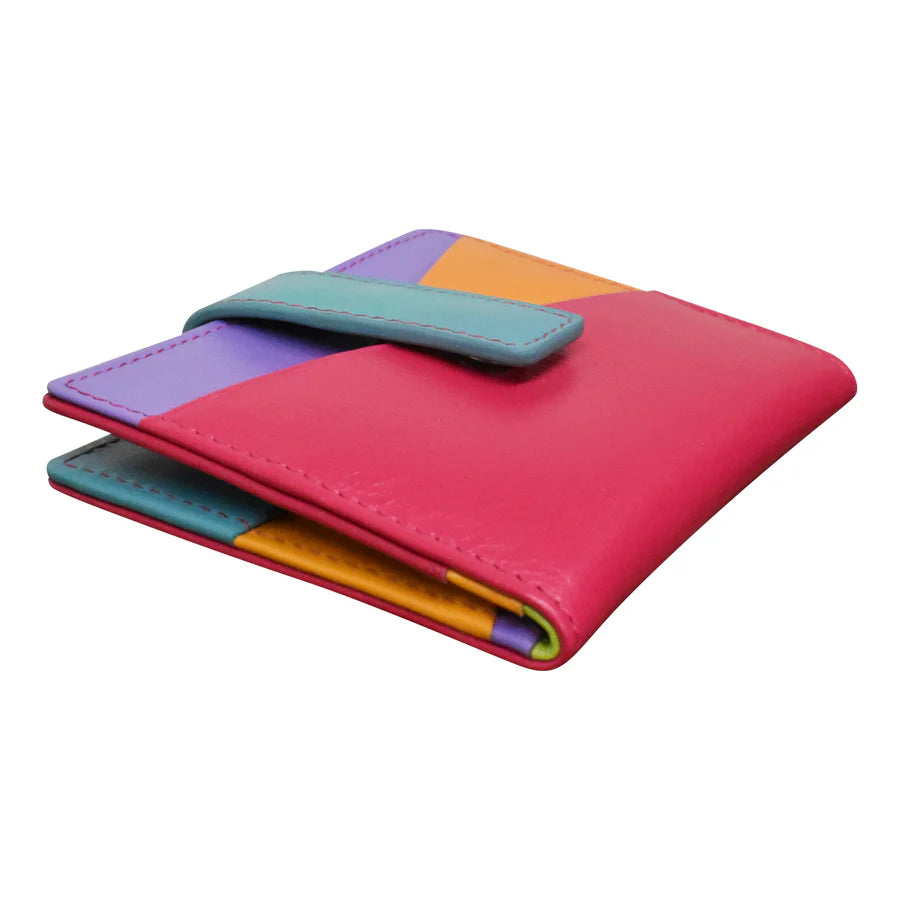 *NEW* ili New York Leather Mini Asymmetric RFID Card Wallet With Tab - 7803