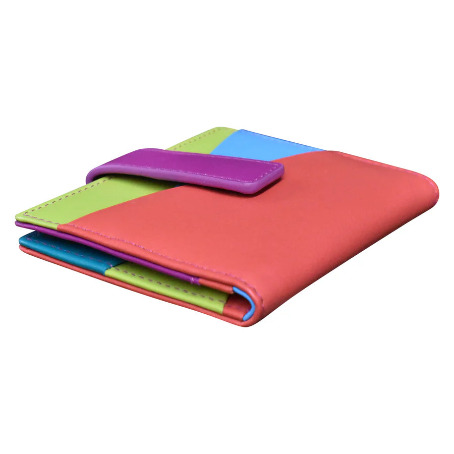 *NEW* ili New York Leather Mini Asymmetric RFID Card Wallet With Tab - 7803