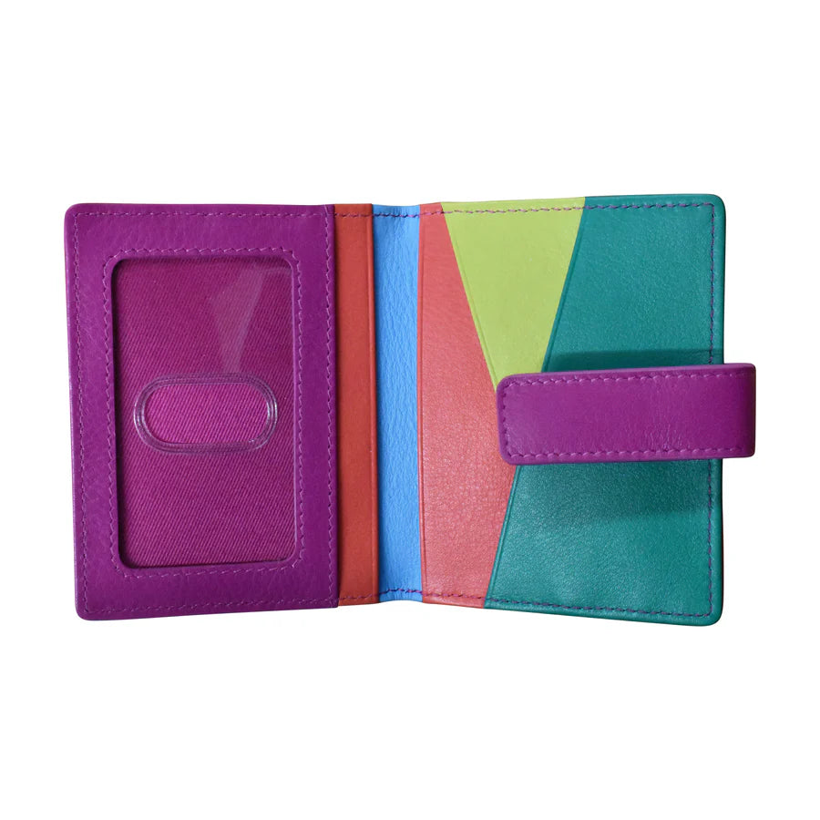 *NEW* ili New York Leather Mini Asymmetric RFID Card Wallet With Tab - 7803
