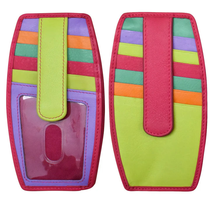 ILI New York RFID Leather Card Holder Wallet with Zip Pocket- 7804 Palm Beach