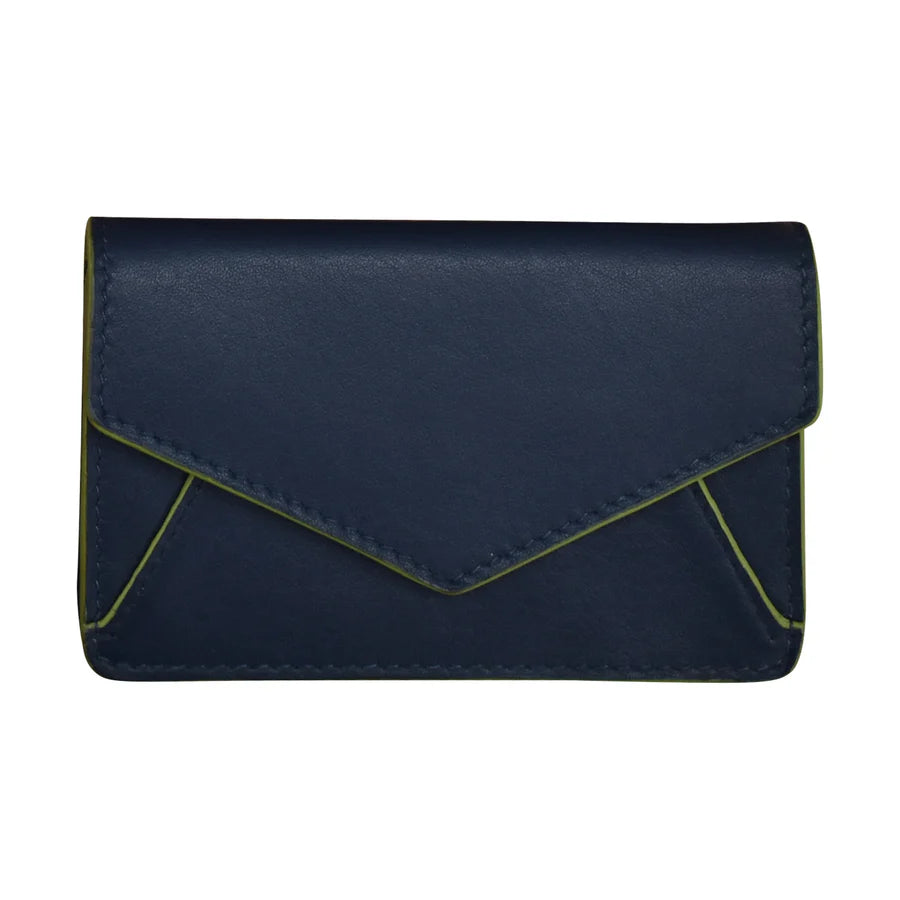 ili New York RFID Leather Envelope Business Card Holder Classic Navy Pear