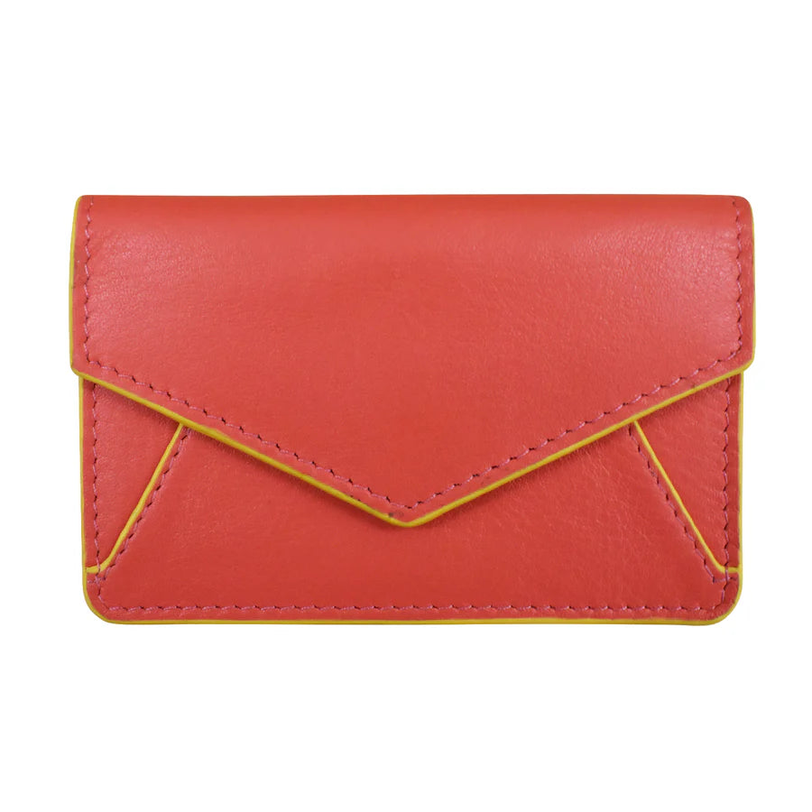ili New York RFID Leather Envelope Business Card Holder Coral Sunshine