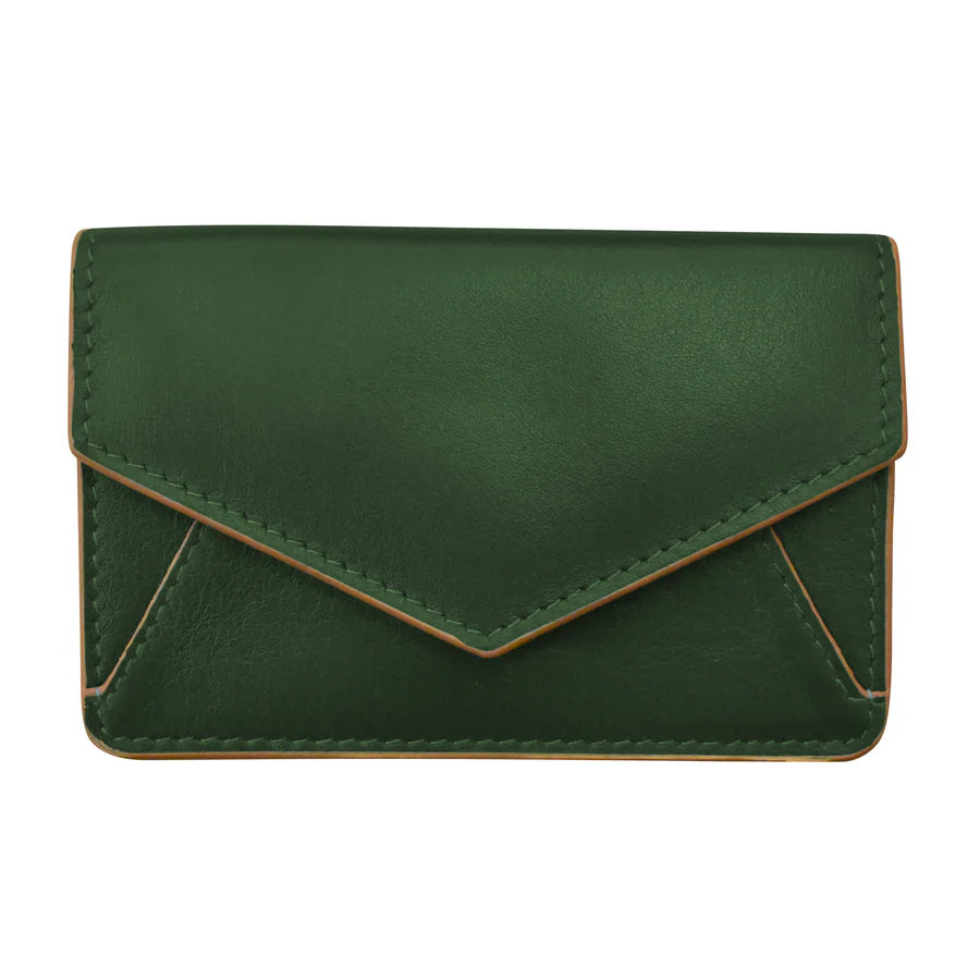 ili New York RFID Leather Envelope Business Card Holder Hunter Green Antique Saddle